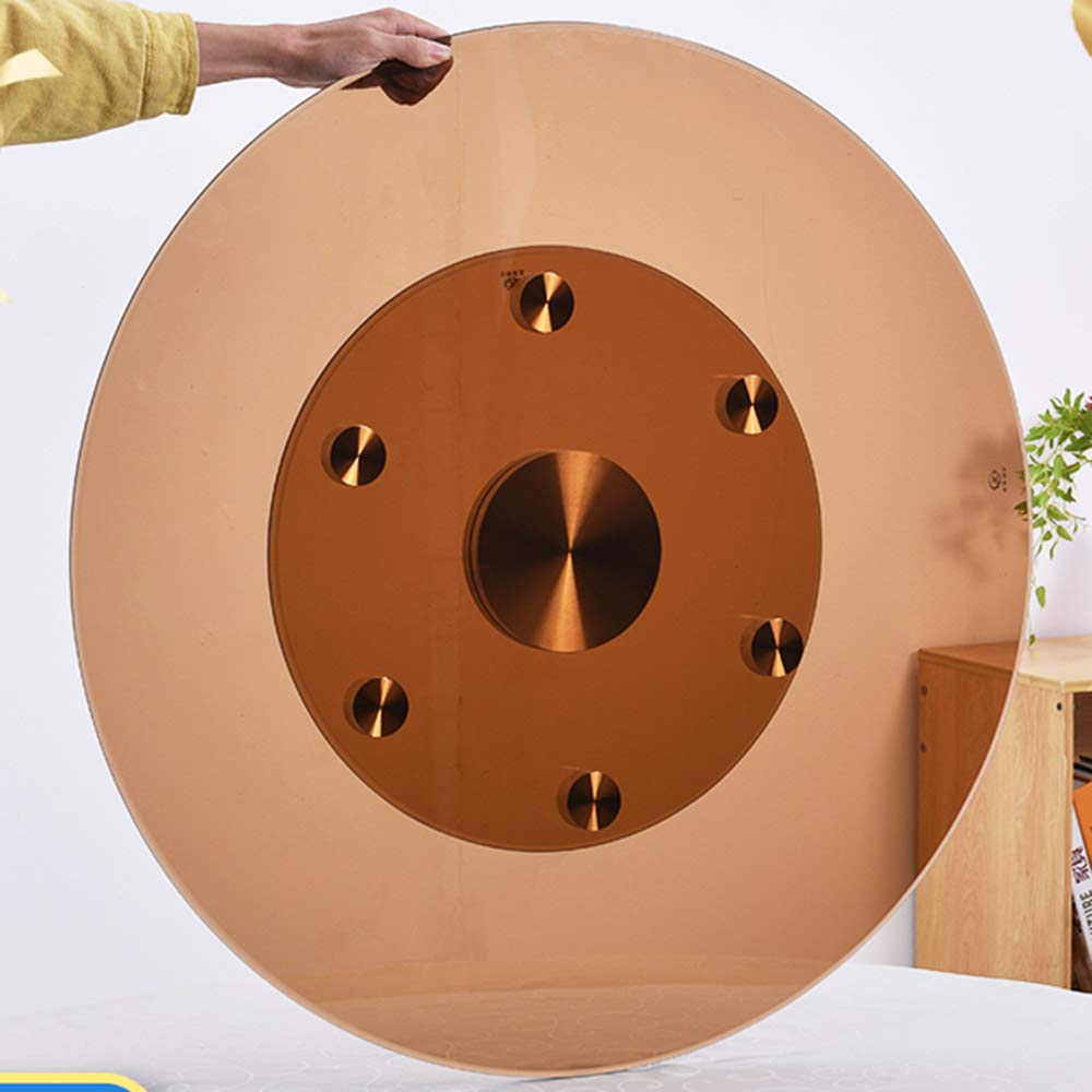 24-inch Lazy Susan Rotating Tray - Large 120cm Round Serving Turntable with Tempered Glass - Heat Resistant up to 300°F - Perfect for Kitchen, Dining Table, Buffet, and Restaurant Use - Brown Home & Hotel Serving Plate