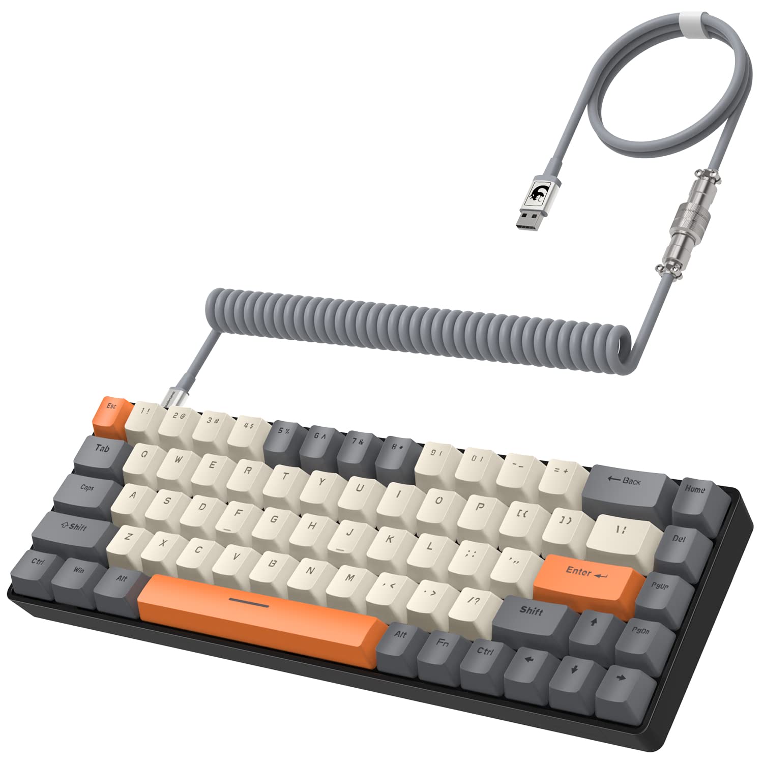 T8 60% Compact Mechanical Gaming Keyboard - 68 Keys with Blue Switches, 18 RGB Chroma Backlit, USB-C Coiled Cable - for PC, Laptop, Mac, PS4, Xbox (Dark Grey) | Perfect for Esports, Office Work & Streaming Setups