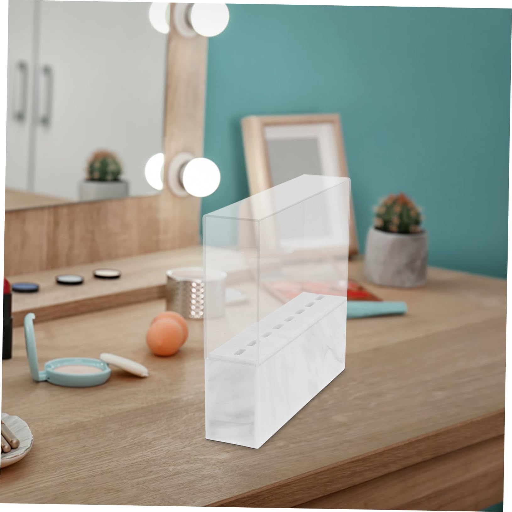 Premium Marble Acrylic Tweezers Organizer Stand - Professional Lash Extension Tweezers Display Holder for Salon & Beauty Studio - Perfect for Eyebrow Tweezers, Eyelash Tools, and Makeup Brush Organization