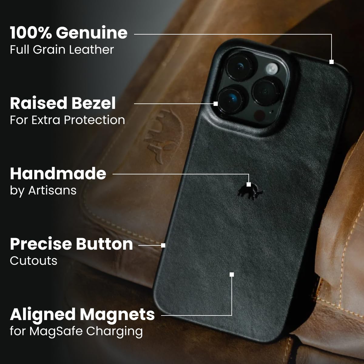 Premium Handcrafted Full-Grain Leather iPhone 12 Pro Max Case - Slim Fit MagSafe Compatible with Patina Finish | Durable Luxury Phone Cover for Business & Travel | Perfect Gift for Professionals