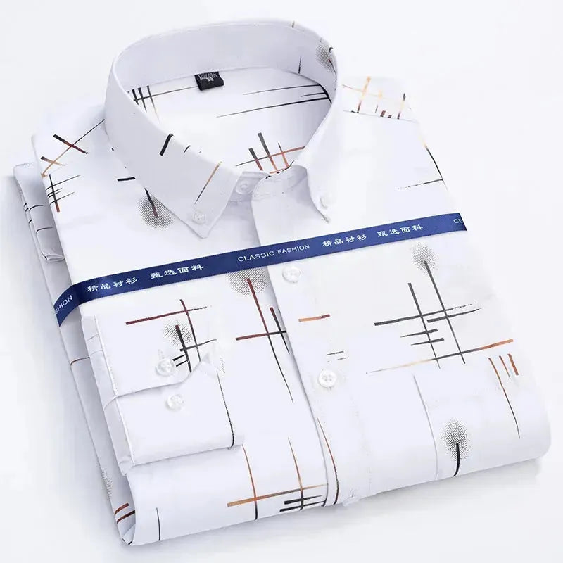 Men's Striped Dress Shirt - Slim Fit Formal Business Shirt for Office, Wedding & Special Occasions
