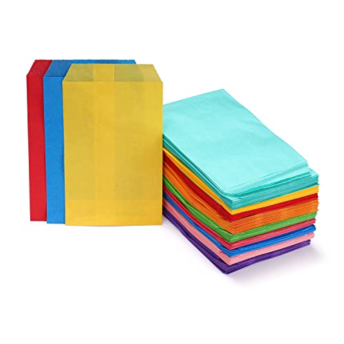 100 Pack 5x7 Inch (13x17.8cm) Lavender Purple Greaseproof Flat Paper Bags - Perfect for Wedding Favors, Candy Treats, Chocolate Packaging & Party Invitations