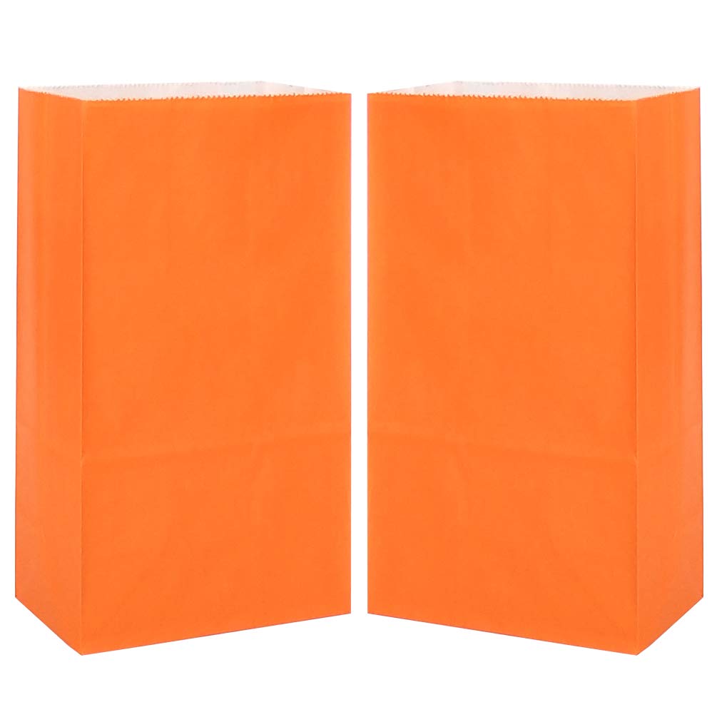 KEYYOOMY Mini Orange Paper Bags - 24 Pack Small Party Favor Bags, 3.5x2.4x7.1 Inch Lunch Bags for Halloween, Birthday Party Favors, Wedding Treats & Classroom Goodie Bags