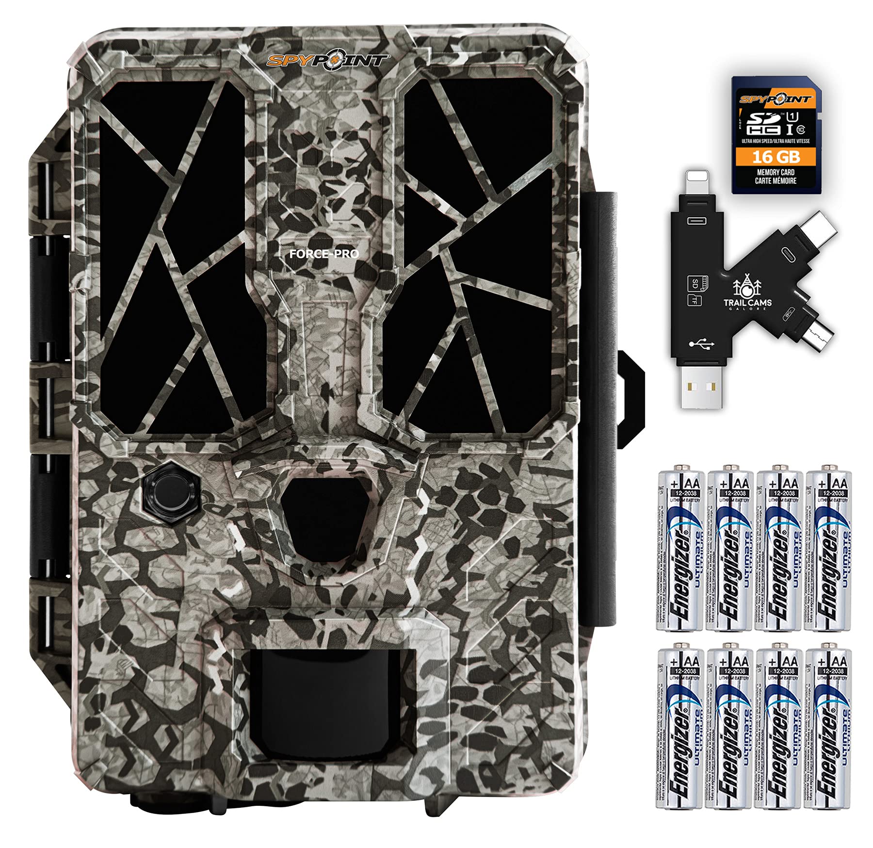 SPYPOINT FORCE-PRO 30MP Trail Camera with Batteries, SD Card & Card Reader - HD Game Hunting, Wildlife Monitoring, Security Surveillance