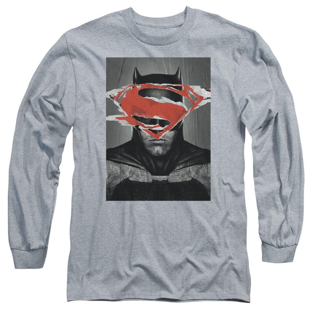 Trevco Batman vs Superman Long Sleeve Graphic T-Shirt for Men - Superhero Movie Merchandise & Comic Book Fan Apparel - Perfect for Cosplay, Conventions & Casual Wear