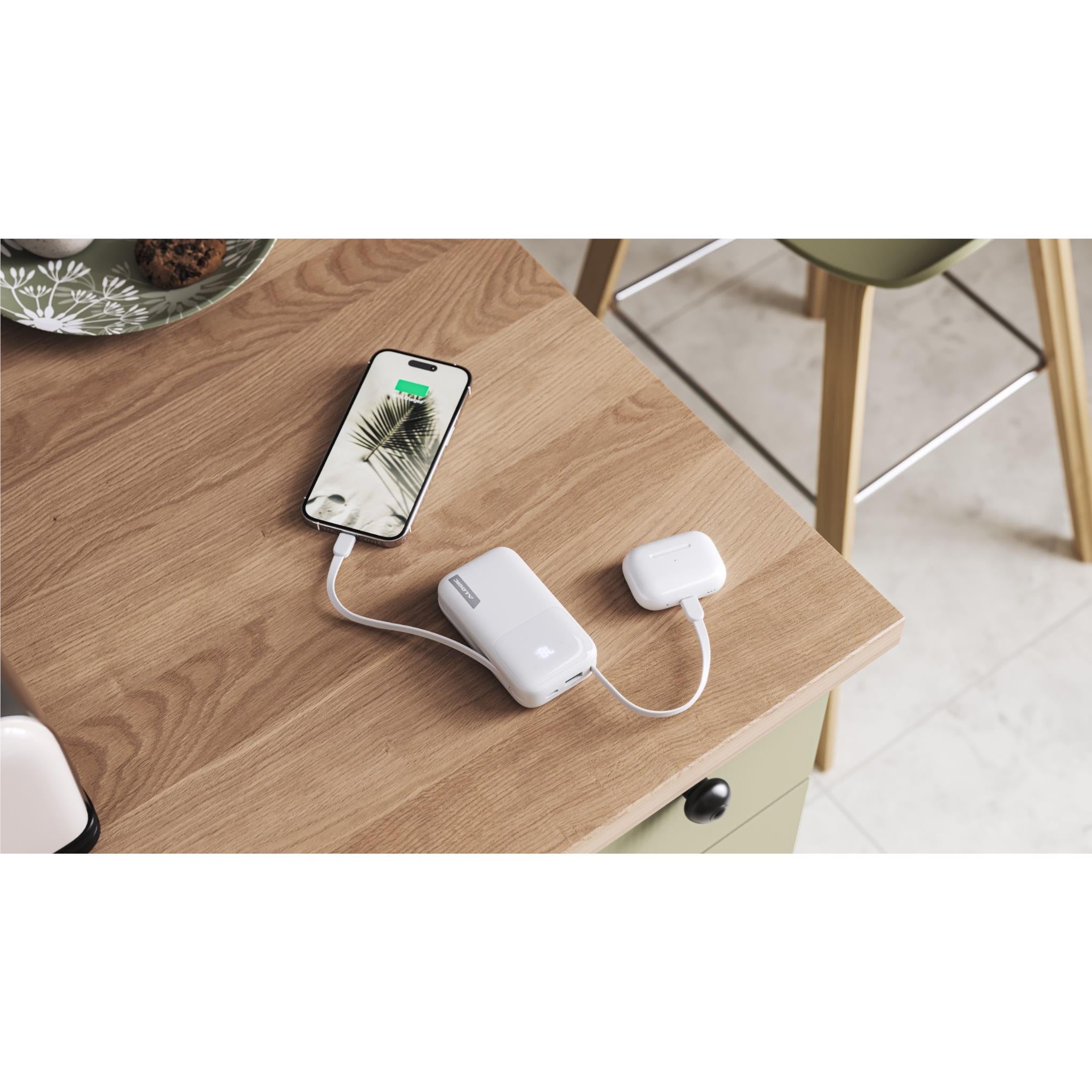 ALOGIC 10K 20W Fast Charging Power Bank with USB-C & Lightning Port - Portable Charger for iPhone, Android, AirPods - Perfect for Travel, Camping & Emergency Backup (White)