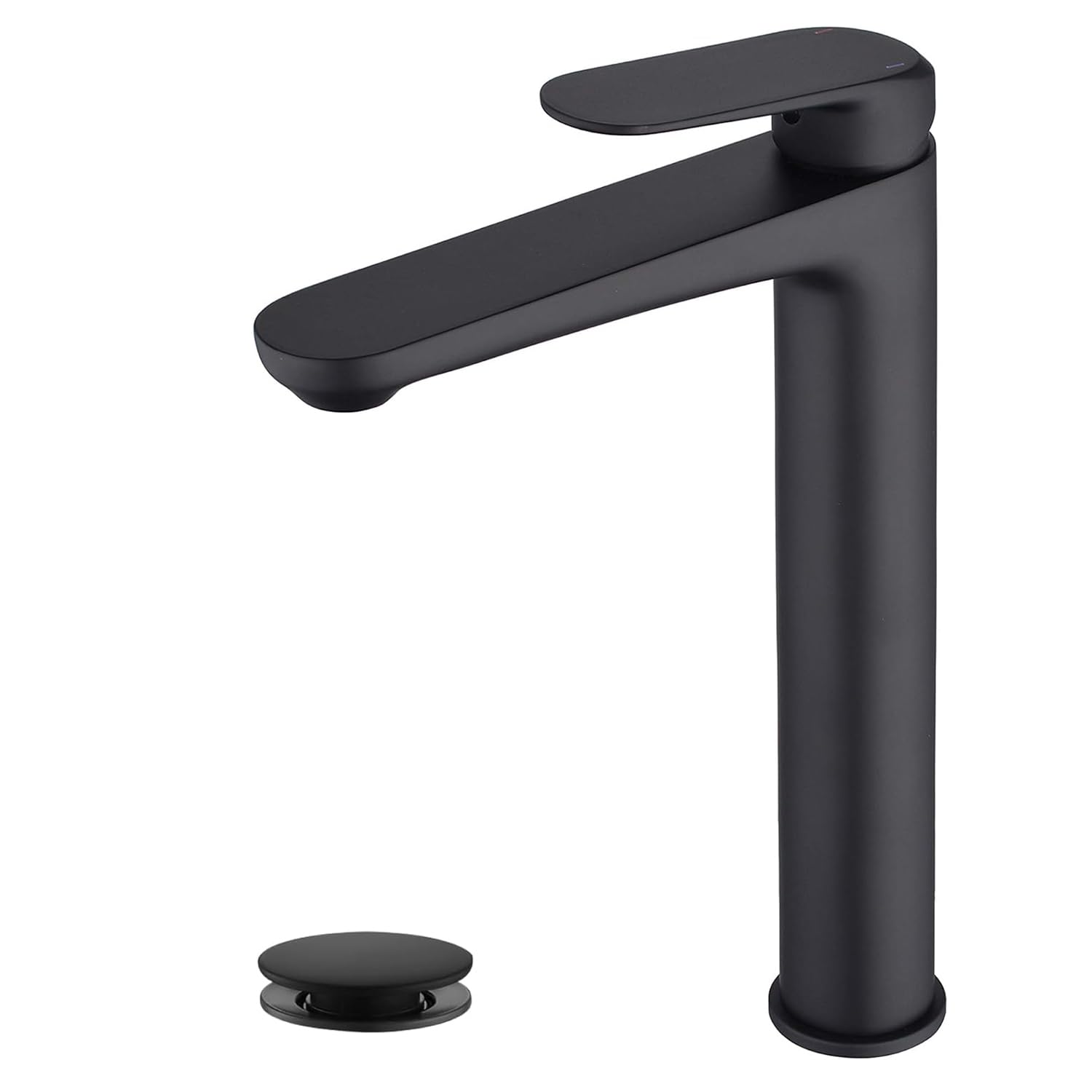 Black Single Handle Vessel Sink Faucet - Tall Spout for Bathroom Vanity & Commercial Use
