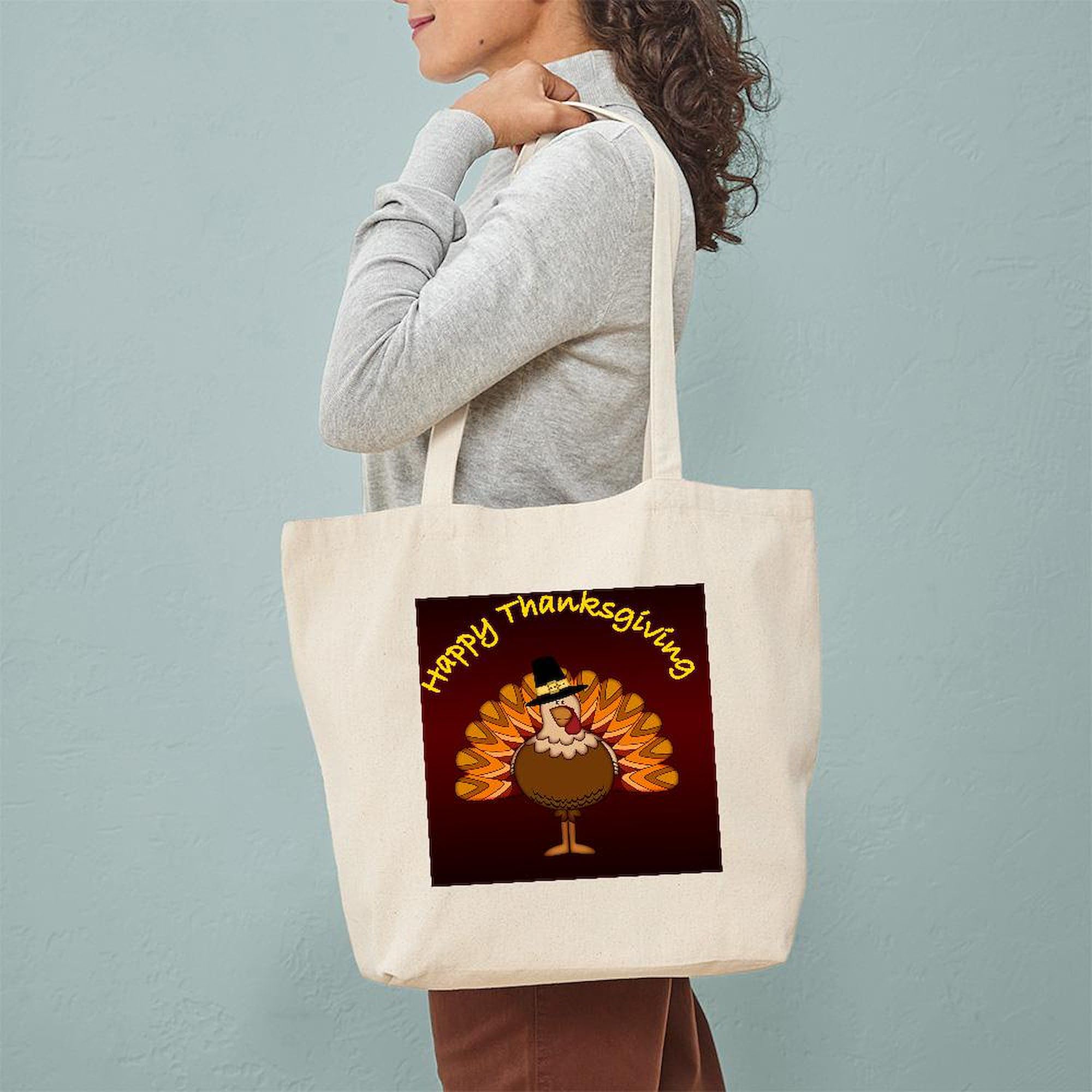 Happy Thanksgiving Tote Bag - Natural Canvas Reusable Shopping Bag for Groceries, Picnics & Holiday Gifts | Eco-Friendly Thanksgiving Gift Idea