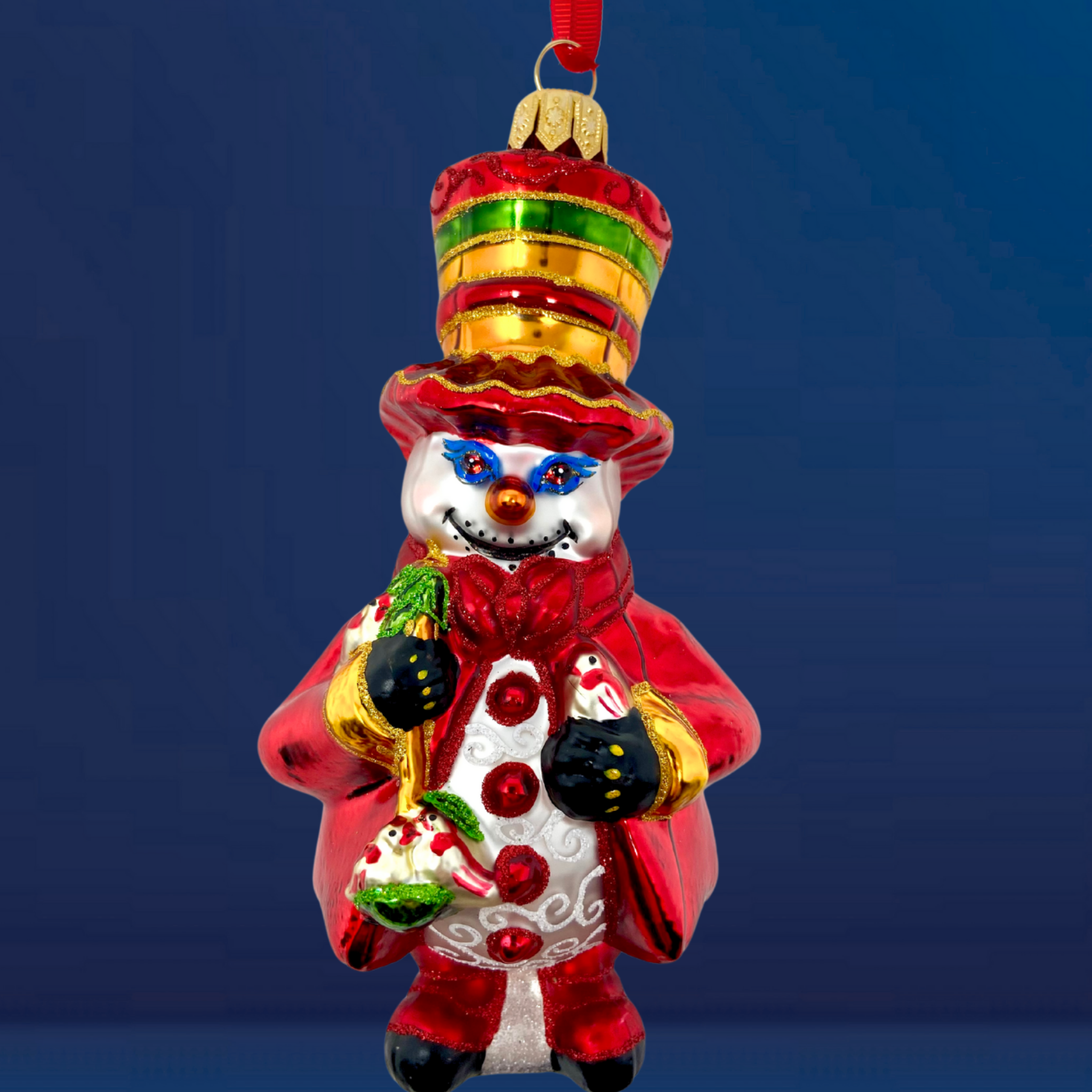 Handmade Cinnamon Spice Snowman Blown Glass Christmas Tree Ornament - Festive Holiday Decor for Xmas Tree, Home, and Gift Giving