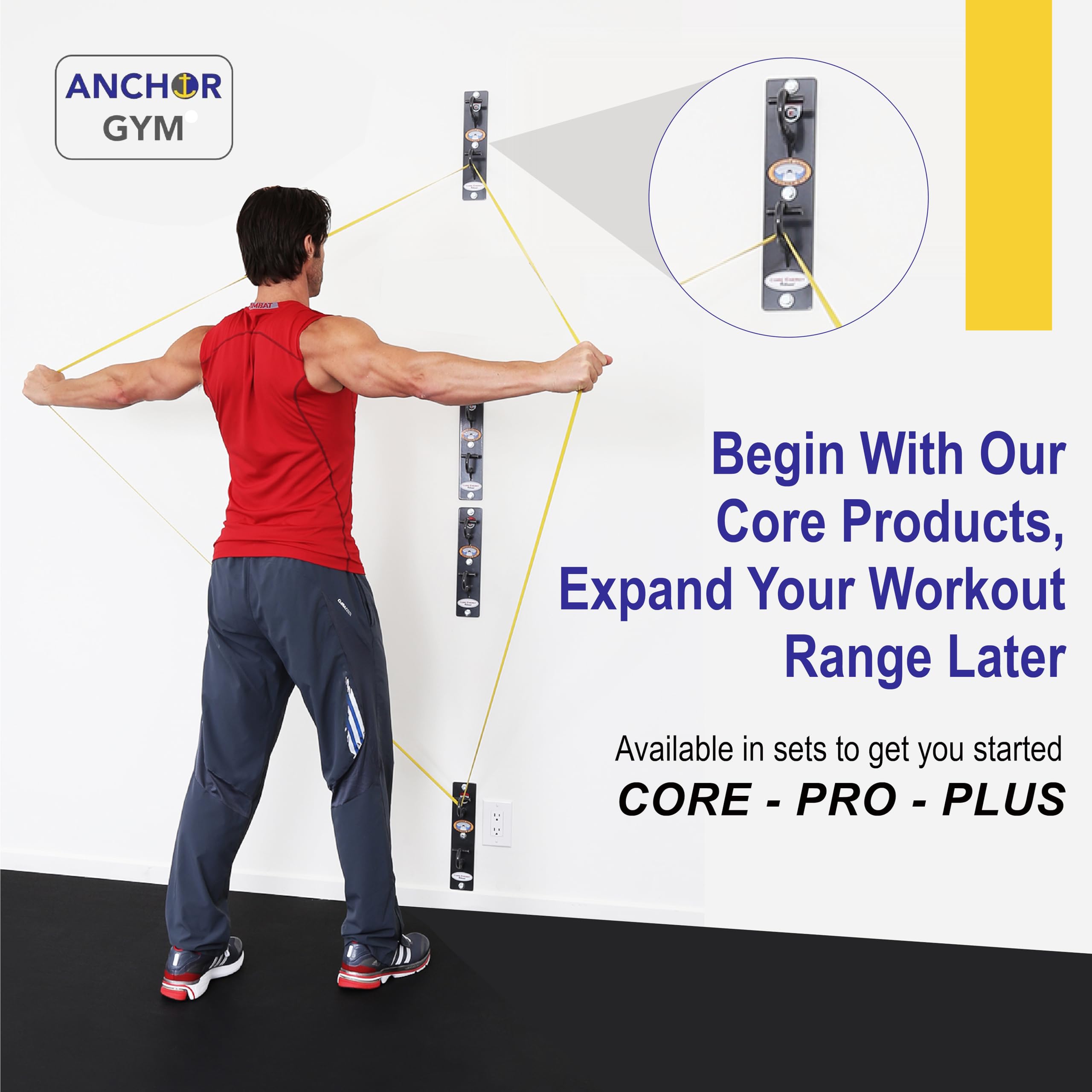 Anchor Gym CORE Station - Wall & Ceiling Mounted Exercise Hook System for Bodyweight Training, Resistance Bands, Strength Workouts, Yoga & Home Gym (Includes Wood Screws) - Perfect for Small Spaces, Garage Gyms & Apartment Workouts