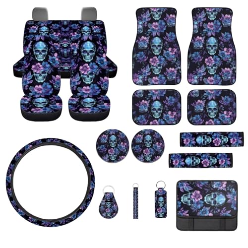 Skull Floral-Blue and Purple