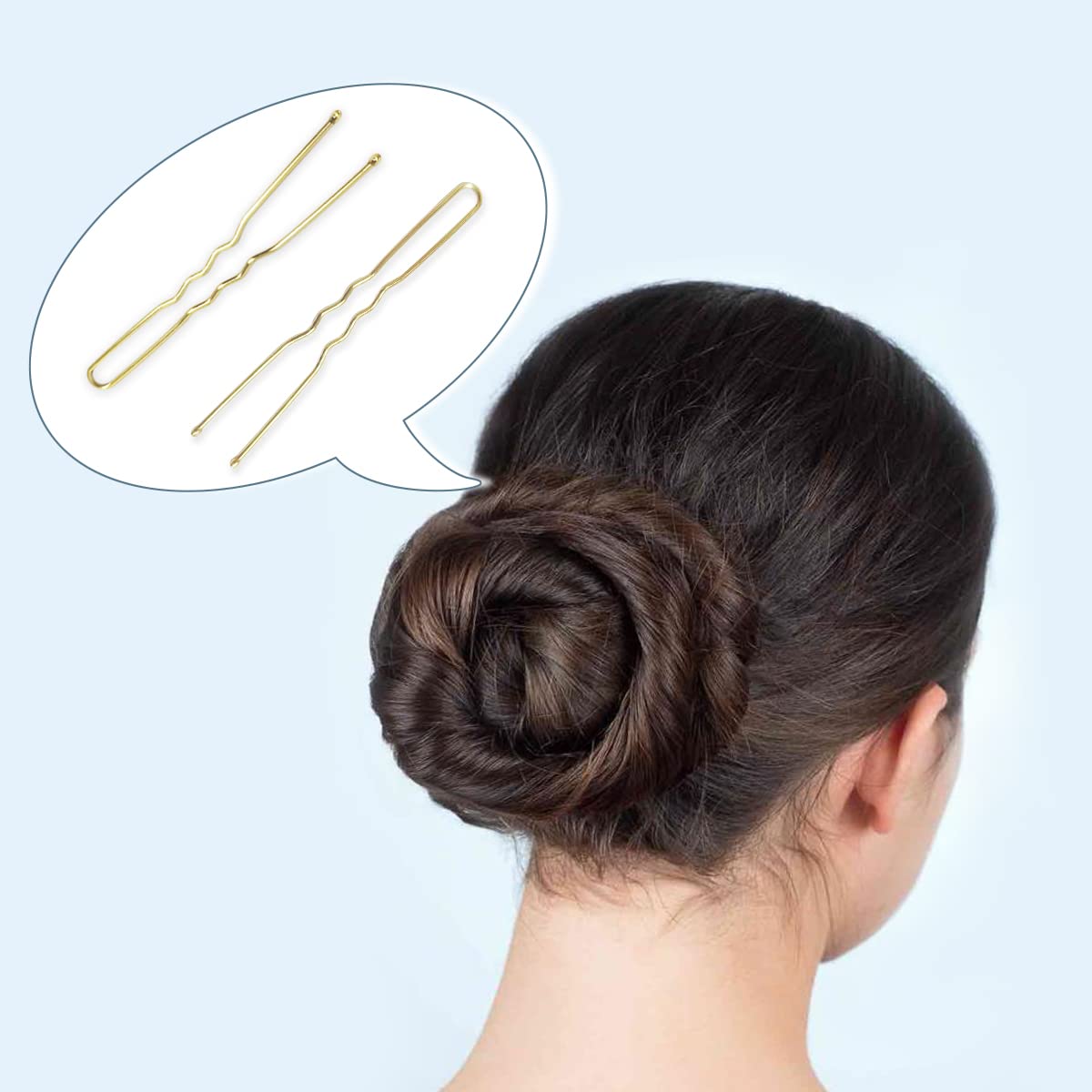 100 PCS Invisible U-Shaped Hair Clips - Heavy Duty Crinkled Hair Pins for Women, Ballet Bun, and Updos - Gold Hair Accessories (2.4 Inch) - Perfect for Weddings, Dance Performances, and Everyday Styling