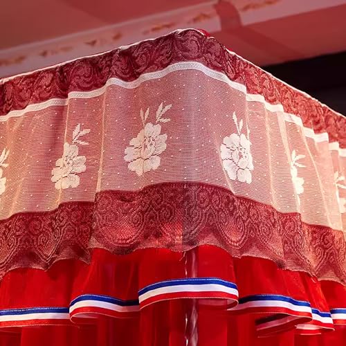 Stainless Steel Bed Canopy Frame with 4 Corner Posts - Queen Size Green Bed Curtain Canopy for Adults | Perfect for Bedroom Decor, Privacy & Romantic Ambiance