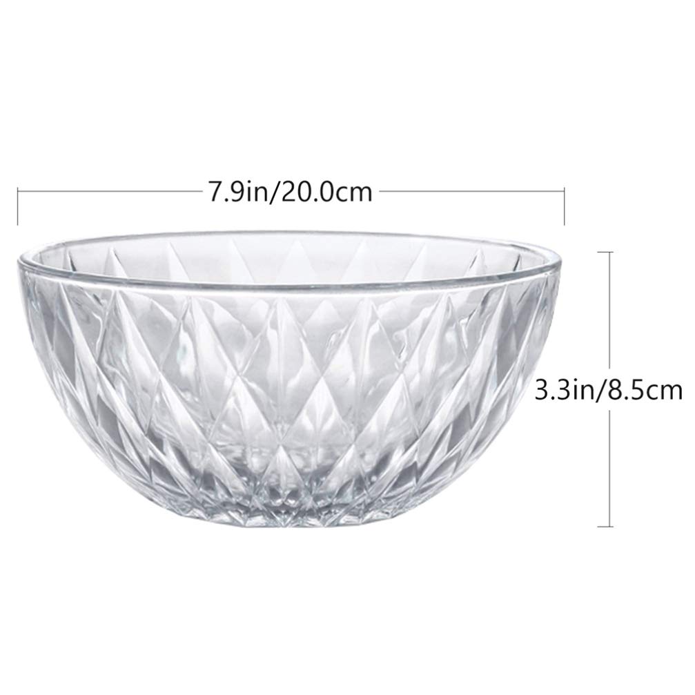 Cabilock 1pc Glass Salad Bowl - Fruit & Vegetable Serving Bowl for Kitchen, Dining, Party - Durable Food Container for Salads, Snacks, Meals - Perfect for Home, Restaurants & Outdoor Picnics