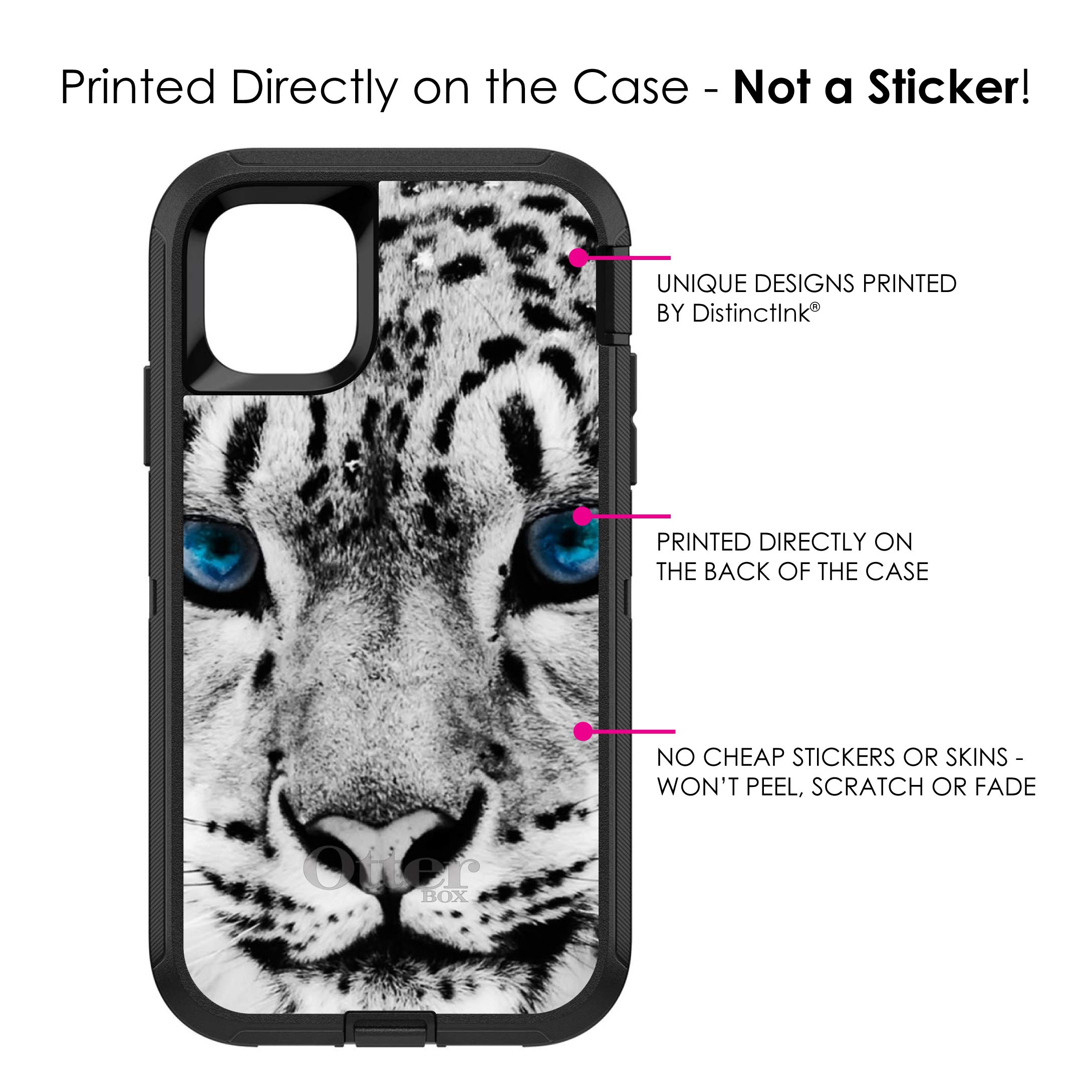 DistinctInk iPhone 11 Pro MAX Case (6.5 Inch) - Snow Leopard Blue Eyes Animal Print Protective Cover - Durable Shockproof Replacement for OtterBox Defender - Perfect for Outdoor Adventures & Daily Use