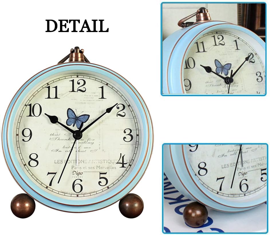 5.2 Inch Silent Analog Desk Clock - Retro Non-Ticking Battery Operated Quartz Movement Wall Clock for Bedroom, Living Room, Office & Home Decor - Perfect for Sleep, Study & Relaxation Spaces