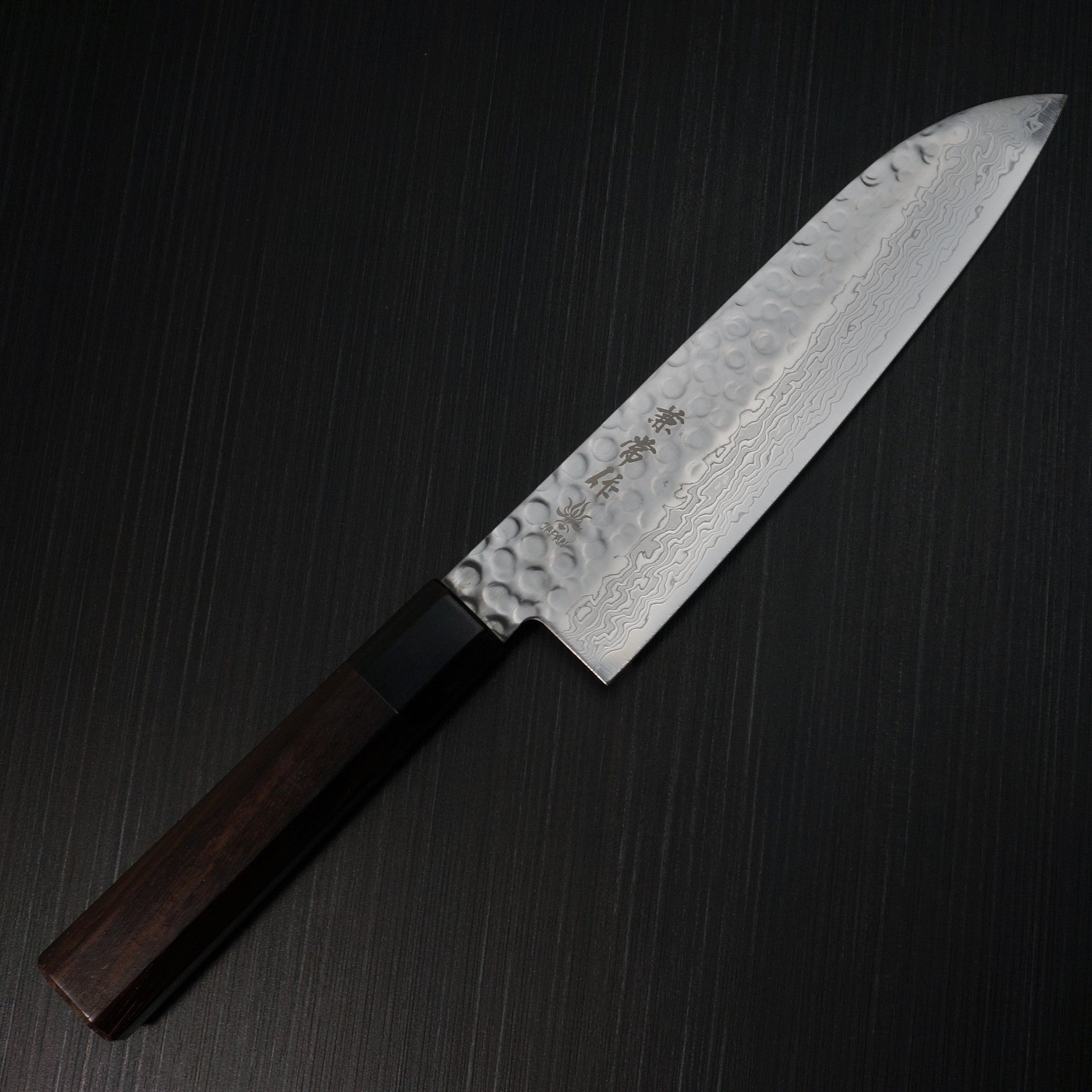 Premium Kanetsune Seki Hammered Damascus AUS10 Santoku Knife 185mm (7.3