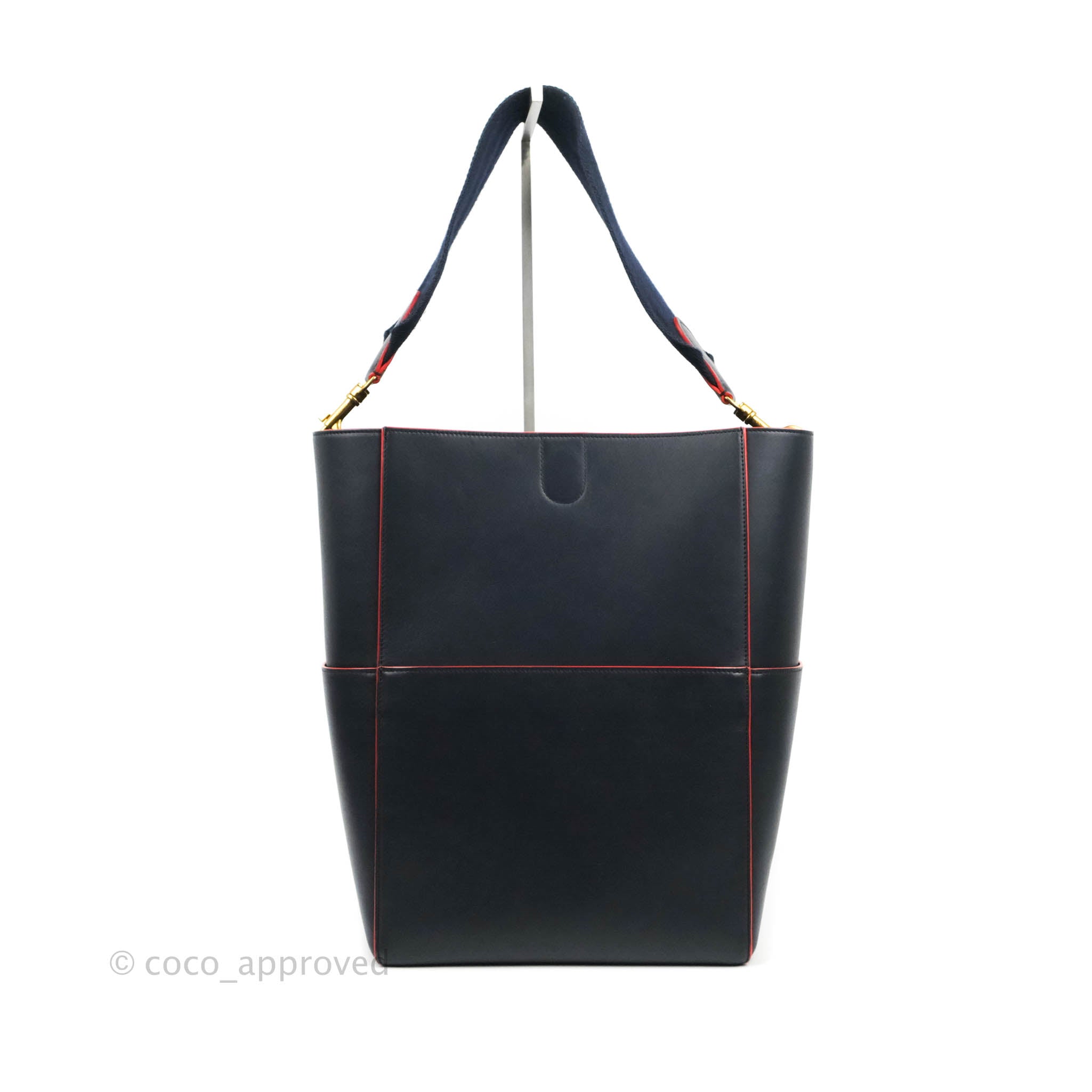 Celine Sangle Bucket Bag in Navy Blue - Genuine Calfskin Leather Handbag for Women | Perfect for Work, Travel & Everyday Use