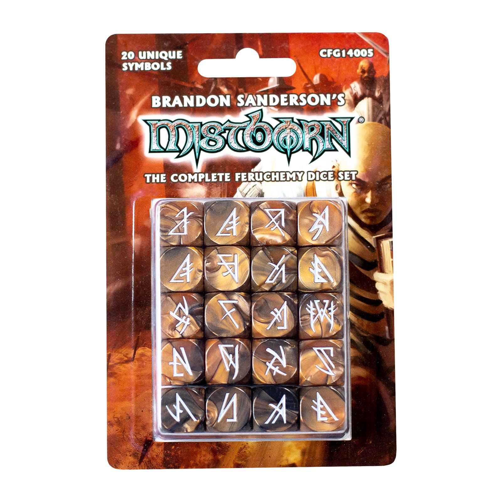 Mistborn Adventures - Complete Feruchemy Dice Set | 20 Gold Polyhedral D6 Dice for Tabletop RPG & Board Games | Perfect for Mistborn Fans and Collectors