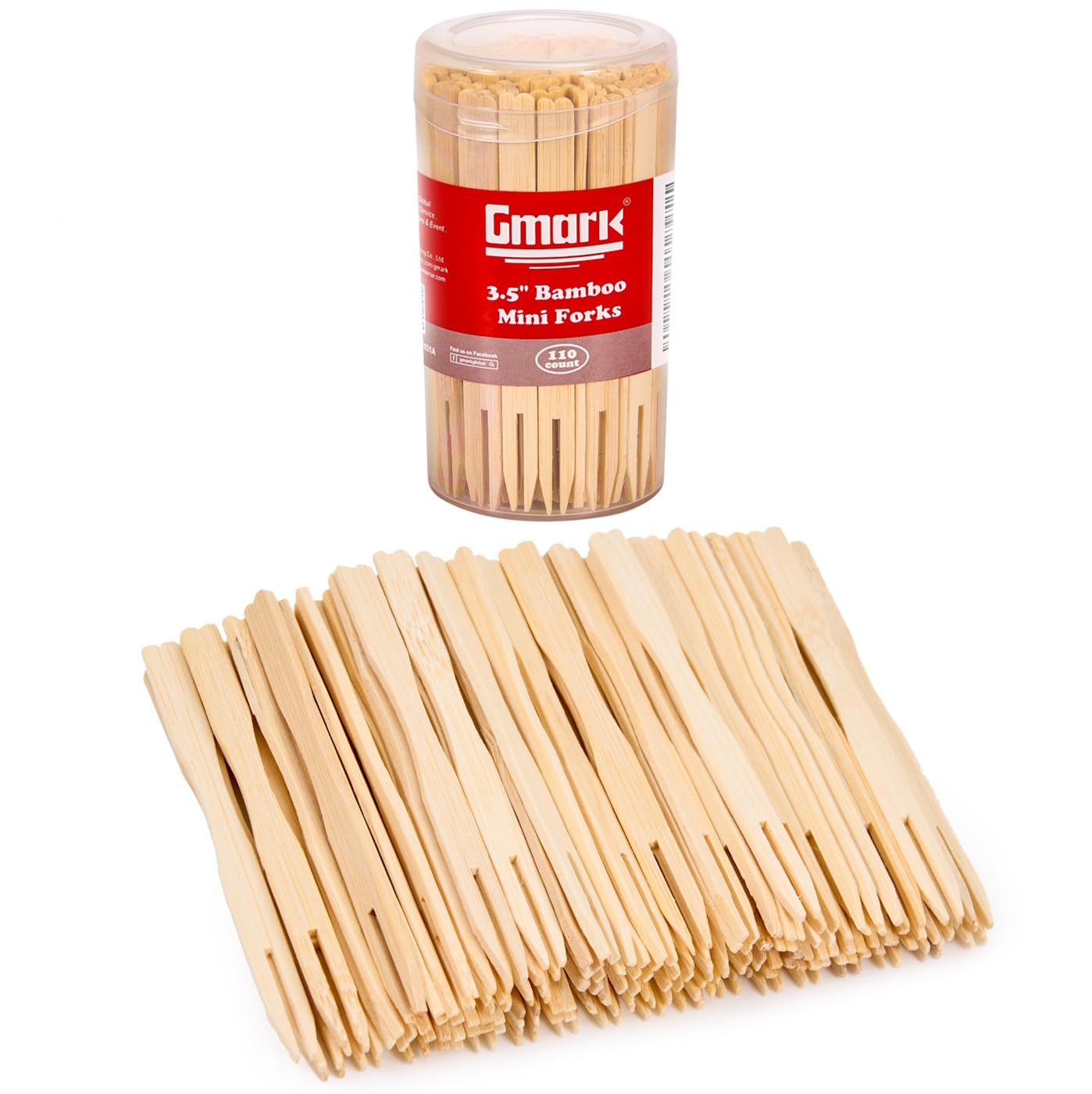 Eco-Friendly Bamboo Forks 3.5 Inch - 110 Pack | Mini Food Picks, Cocktail Forks & Party Utensils | Perfect for Appetizers, Fruits, Pastries & Desserts | Ideal for Cocktail Parties, Buffets & Catering Events | GM1031A