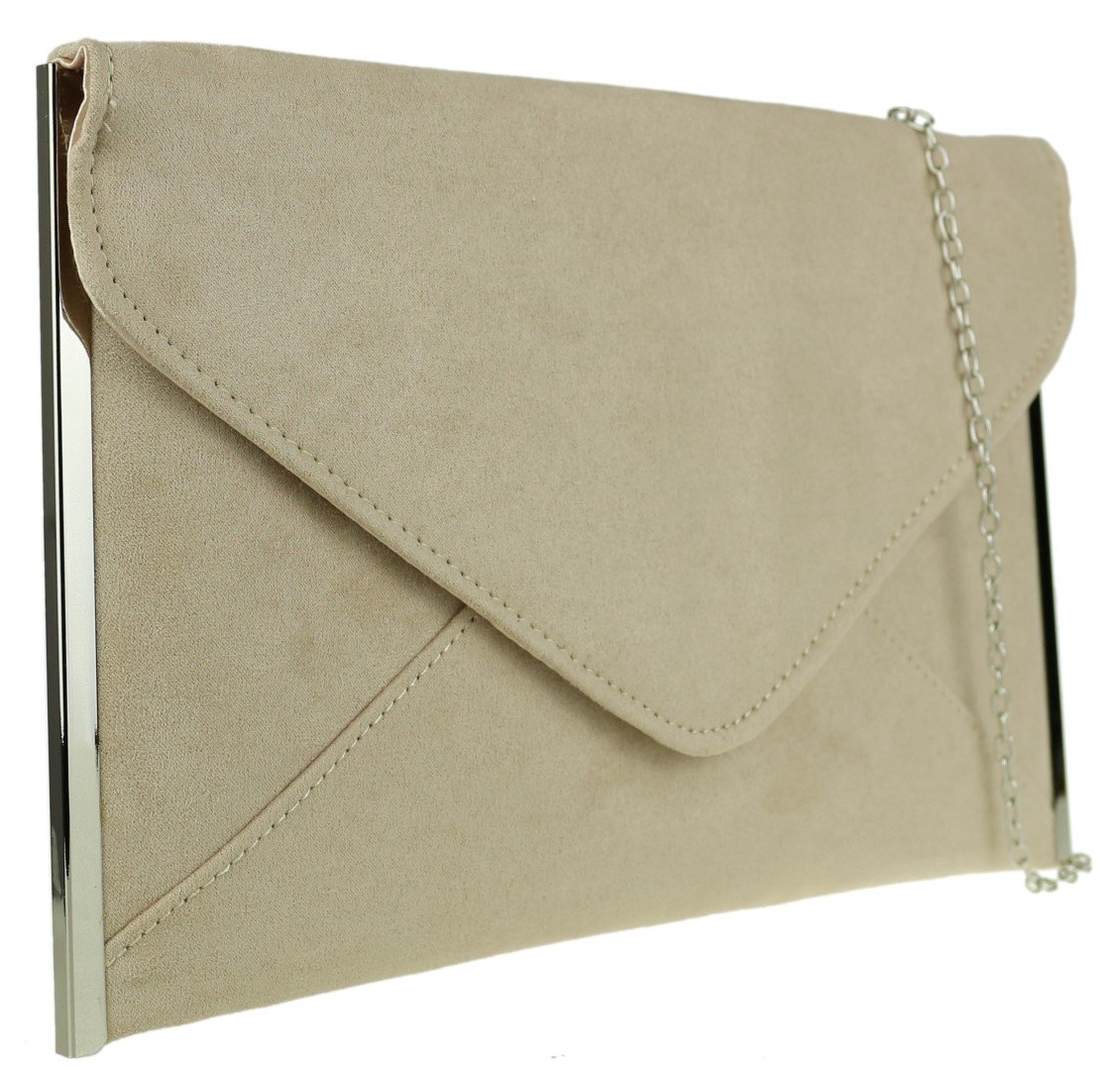 Stylish Women's Faux Suede Clutch Bag - Elegant Plain Handbag for Evening Parties, Weddings & Date Nights