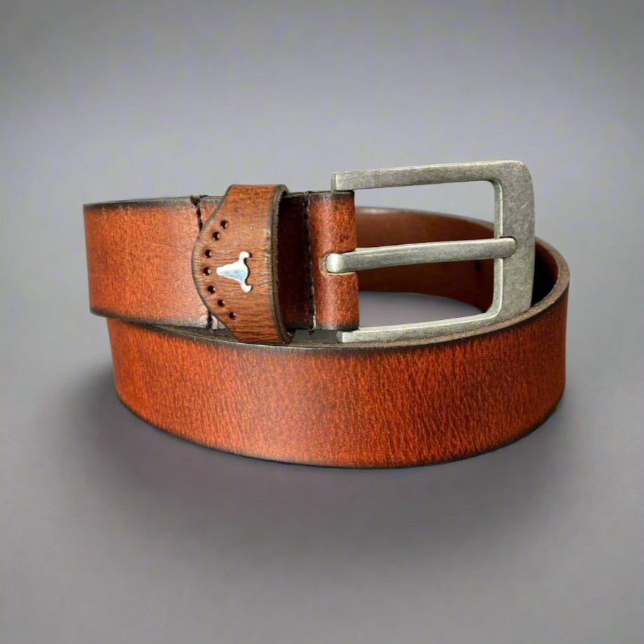 Premium Men's Buffalo Grain Leather Belt - Genuine Full Grain Leather, Adjustable Brass Buckle - Perfect for Casual, Business & Formal Wear
