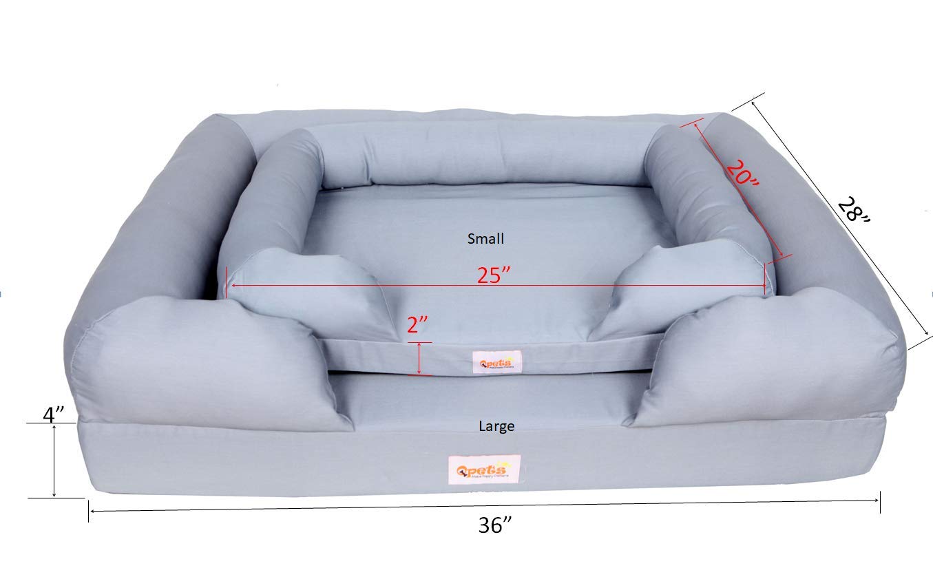 Qpets Memory Foam Dog Bed - Orthopedic Pet Bed with Waterproof & Washable Cover - Skin-Safe Small Dog Bed for Puppies & Small Breeds - Perfect for Crates, Living Rooms & Bedrooms