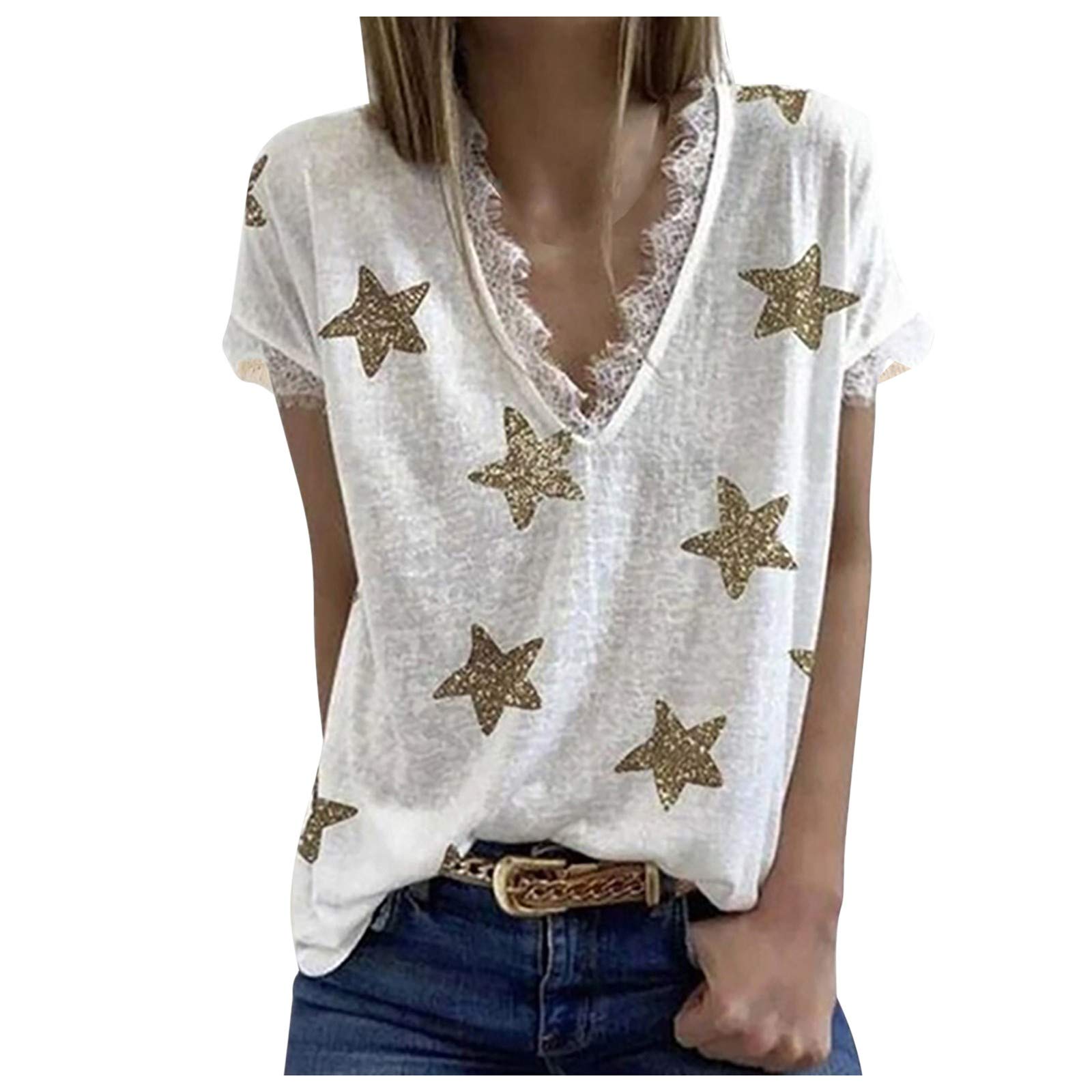 Women's Summer V-Neck T-Shirt - Breathable Cotton Casual Tee for Outdoor Activities, Travel & Everyday Wear