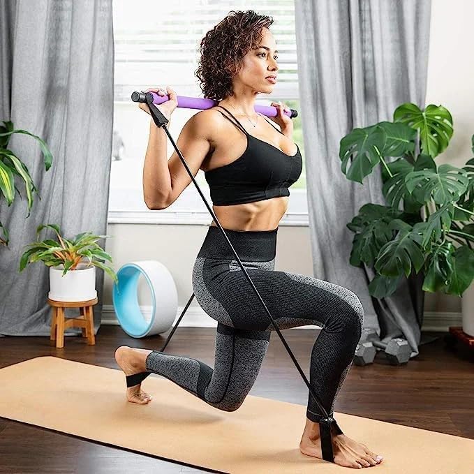 Pilates Bar Kit with Resistance Bands - Full Body Workout Equipment for Sculpting, Yoga, Squats & Stretch Fusion | Home Gym & Studio Fitness Accessory