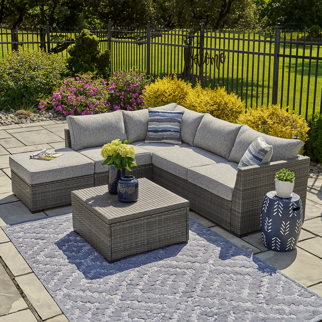 Petal Road 4-Piece Outdoor Patio Furniture Set - Waterproof Wicker Sofa & Coffee Table for Garden, Backyard, Poolside - Perfect for Relaxing & Entertaining
