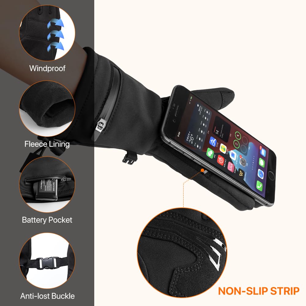 SAVIOR HEAT Rechargeable Heated Gloves for Women & Men - 7.4V 2200mAh Battery, Touchscreen Compatible, Ultra-Thin Warm Winter Gloves for Skiing, Hiking, Cycling, Camping, Skating - Perfect for Outdoor Sports in Cold Weather