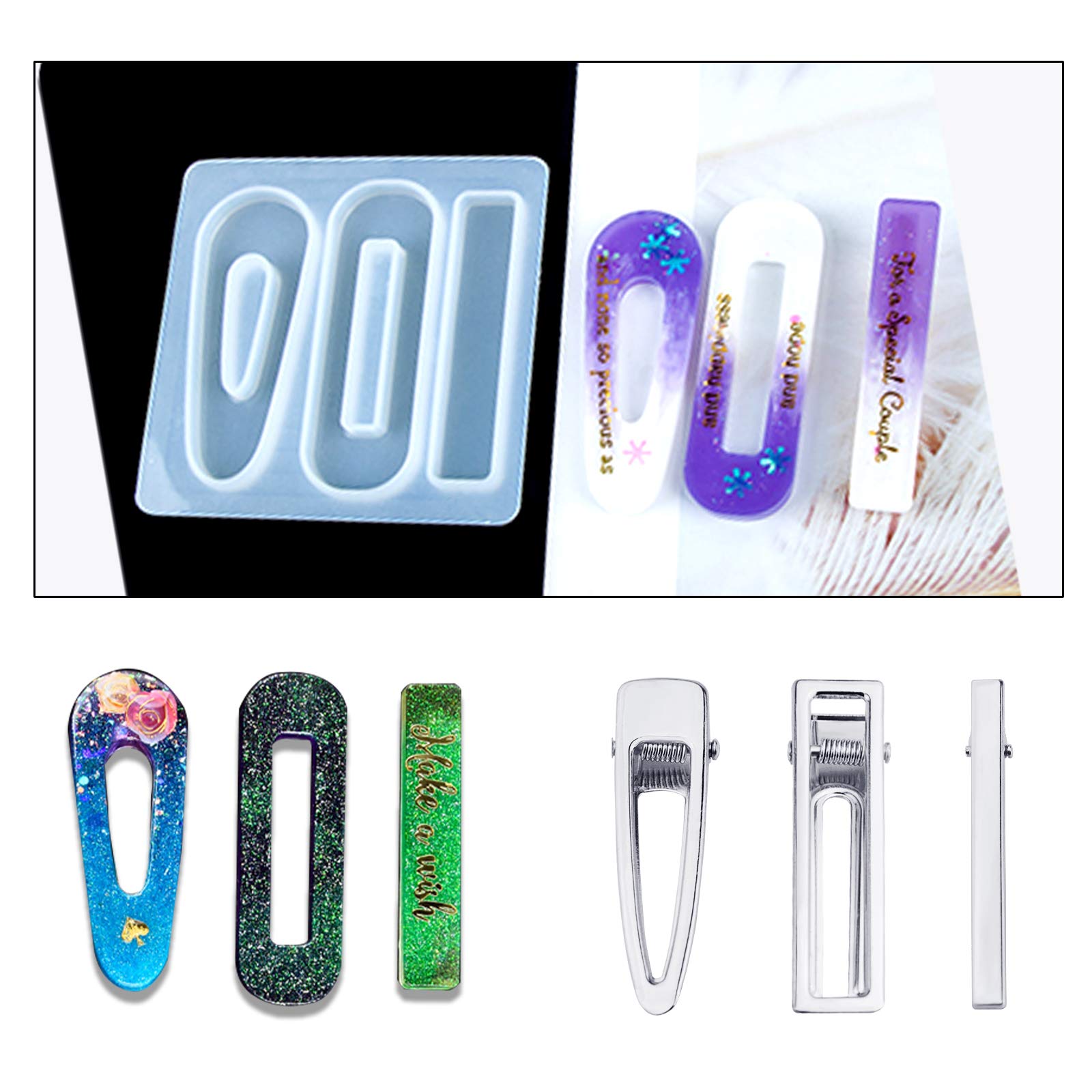 60PCS Silicone Resin Hair Clips with Pearl Decorations - DIY Hair Bow Clips for Girls & Women (Silver) | Perfect for Parties, Weddings, and Daily Hair Styling