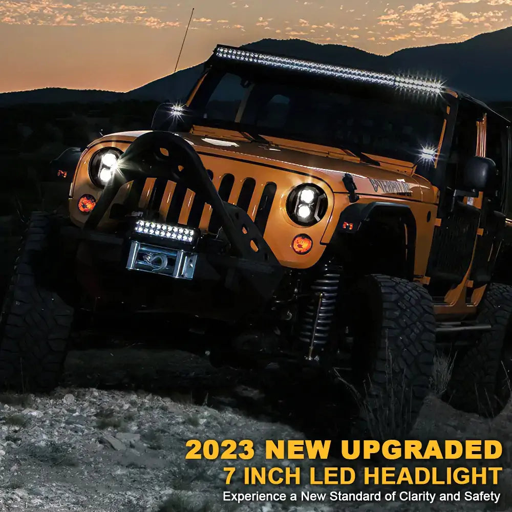 LOYO 7 Inch LED Headlights for Jeep Wrangler JK JKU TJ LJ, Chevy, Ford, GMC, Dodge - High Brightness Off-Road Lighting for Night Driving & Adventure