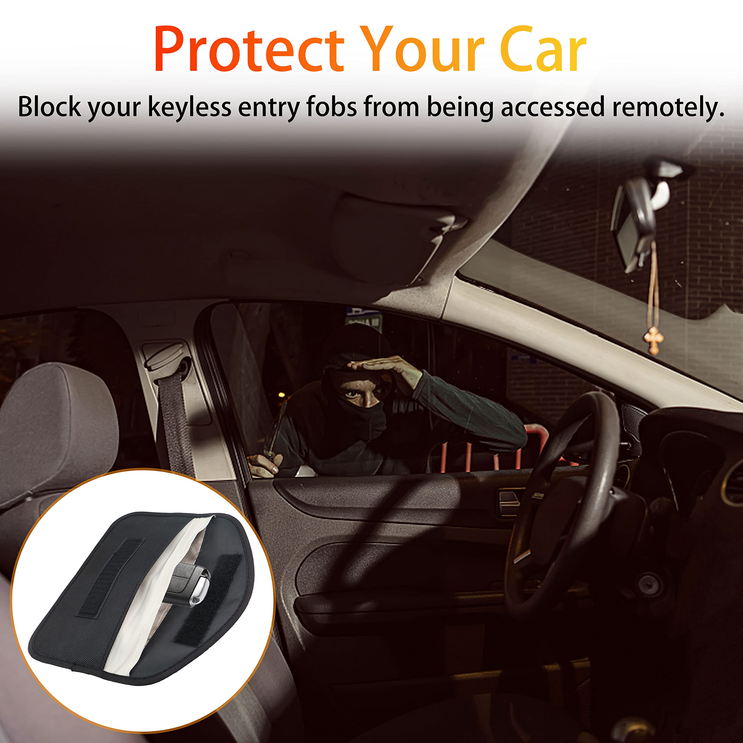 Faraday Bag for Key Fob & Phone - RFID Signal Blocking Pouch for Car Keys, Credit Cards & Electronics - Anti-Theft Protection for Vehicles & Personal Data - Perfect Gift for Men (Home, Office & Travel Use)