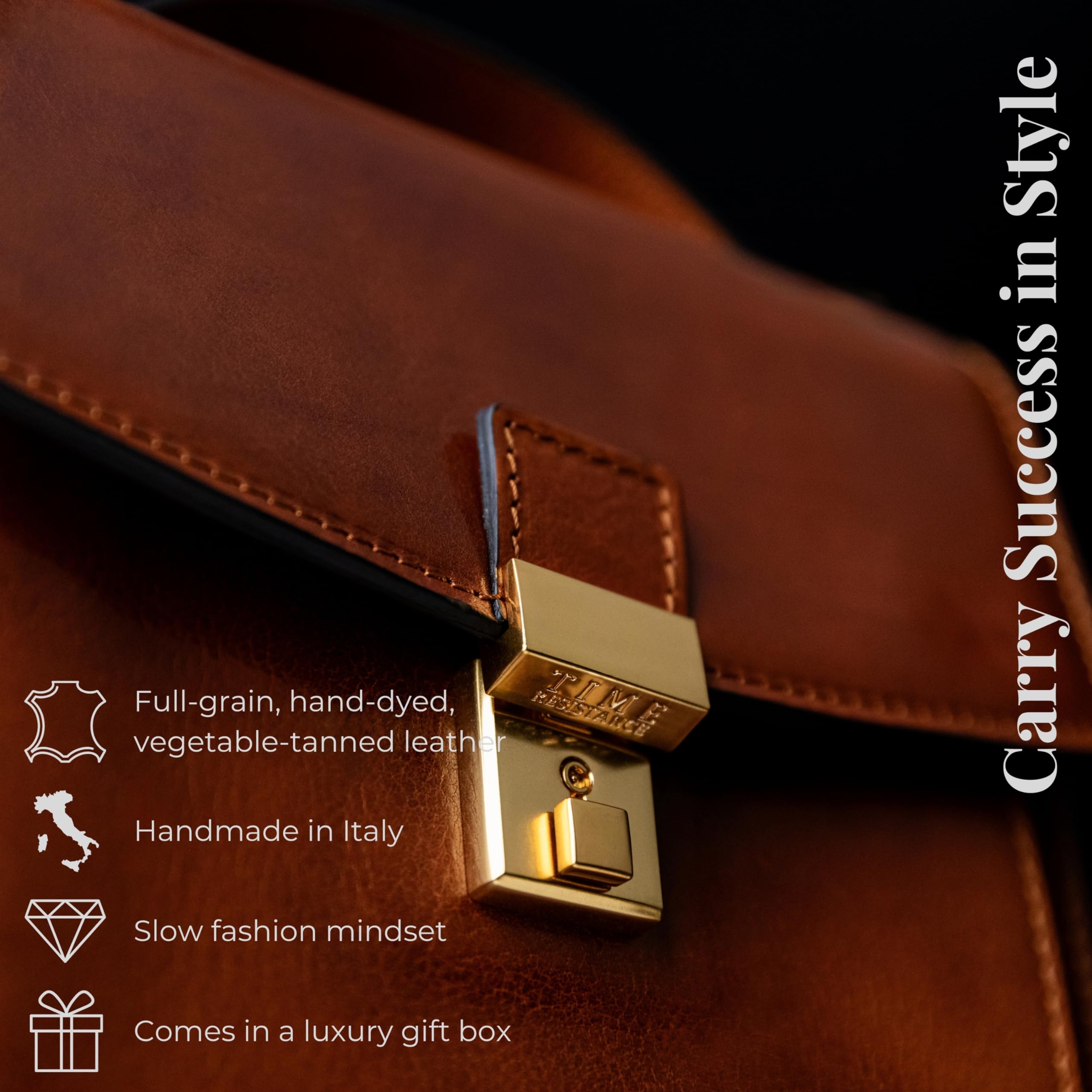 Premium Italian Leather Messenger Bag for Men - Durable Crossbody Briefcase with Time Resistance - Includes Gift Box - Perfect for Business, Travel & Daily Commute