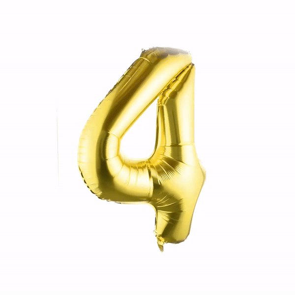 Balloonify Gold Mylar Number 4 Balloon - 40 Inch Large Foil Balloon for Birthday Parties, Baby Showers & Anniversary Celebrations (1 Count Box)