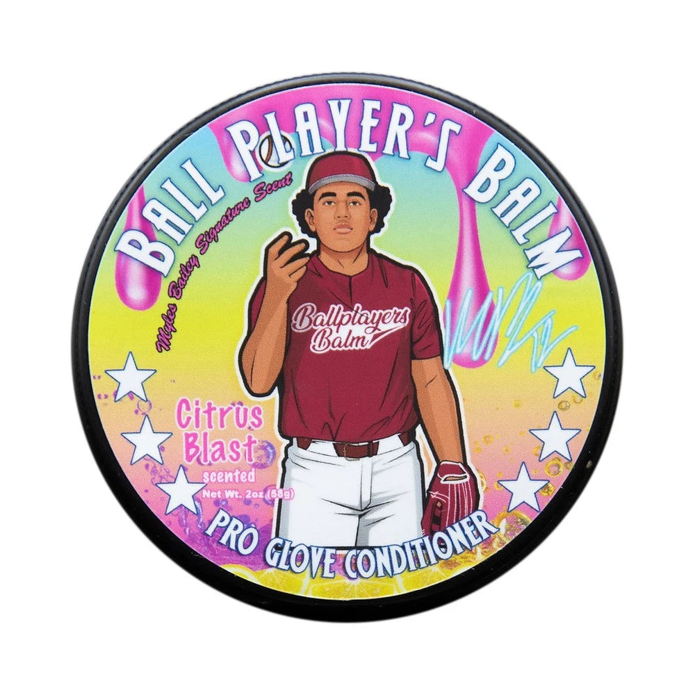 Ball Player's Balm - 2oz Citrus Blast Scented Professional Baseball Glove Conditioner | Leather Softener & Protector for Enhanced Grip | Perfect for Baseball, Softball & Training Sessions