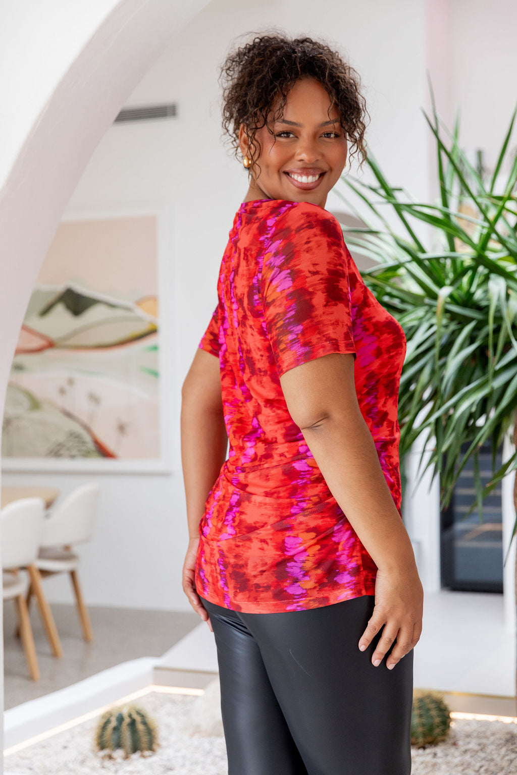 Darla Mesh Top for Women - Stylish Red Crochet Knit Shirt, Breathable Summer Blouse for Casual Outings, Beach Wear & Night Out