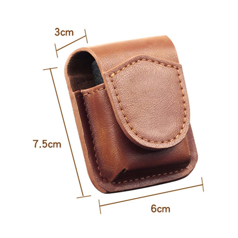 BESTonZON Genuine Leather Lighter Case with Magnetic Buckle - Handcrafted Cowhide Pouch Holder for Zippo Lighters, Belt Pouch Waist Bag & Coin Purse - Anti-Scratch Storage Case for Outdoor, Camping, Hiking & Costume Accessories (Brown)