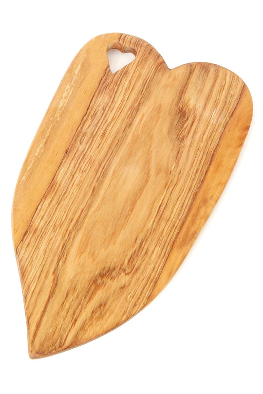 Heart of Hearts Olive Wood Cheese Board - Handcrafted Wooden Charcuterie Platter for Cheese, Charcuterie & Entertaining - Perfect for Parties, Weddings & Gifts