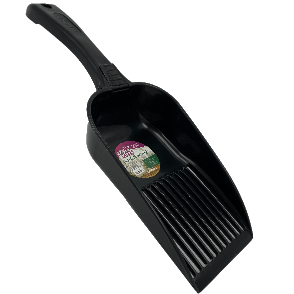 Premium Black Cat Litter Scoop - Durable Stainless Steel with Ergonomic Handle for Easy Cleaning | Ideal for Litter Box Maintenance & Multi-Cat Households