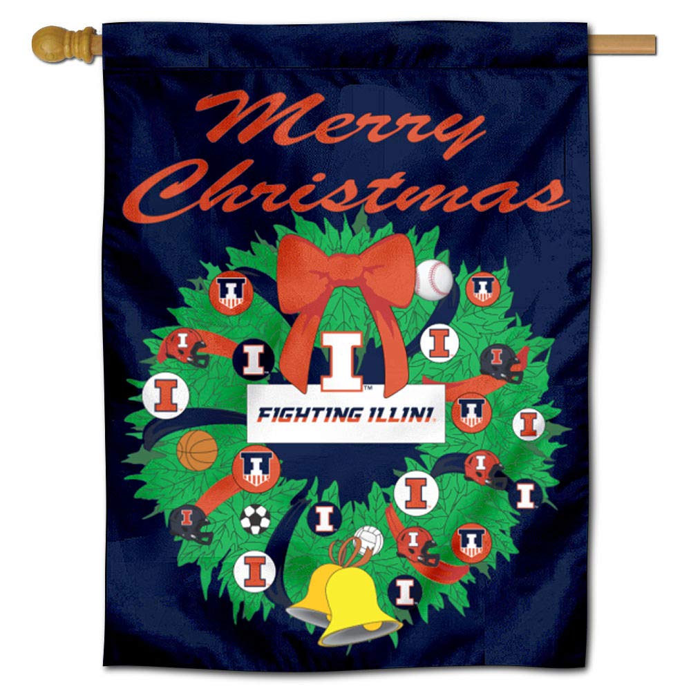 Official Illinois Fighting Illini Holiday Banner Flag - College Team Spirit Decor for Christmas, Game Day & Home Decorating