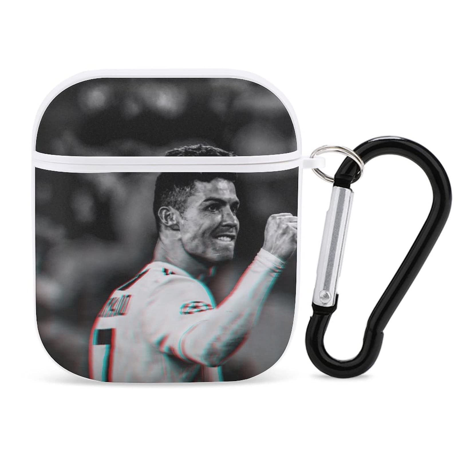 Cristiano Ronaldo AirPods Case for Apple AirPods 1 & 2 - Custom Football Player Design with Keychain, Wired Charging Compatible, Shockproof Protective Cover - Perfect for Sports Fans, Travel & Daily Use