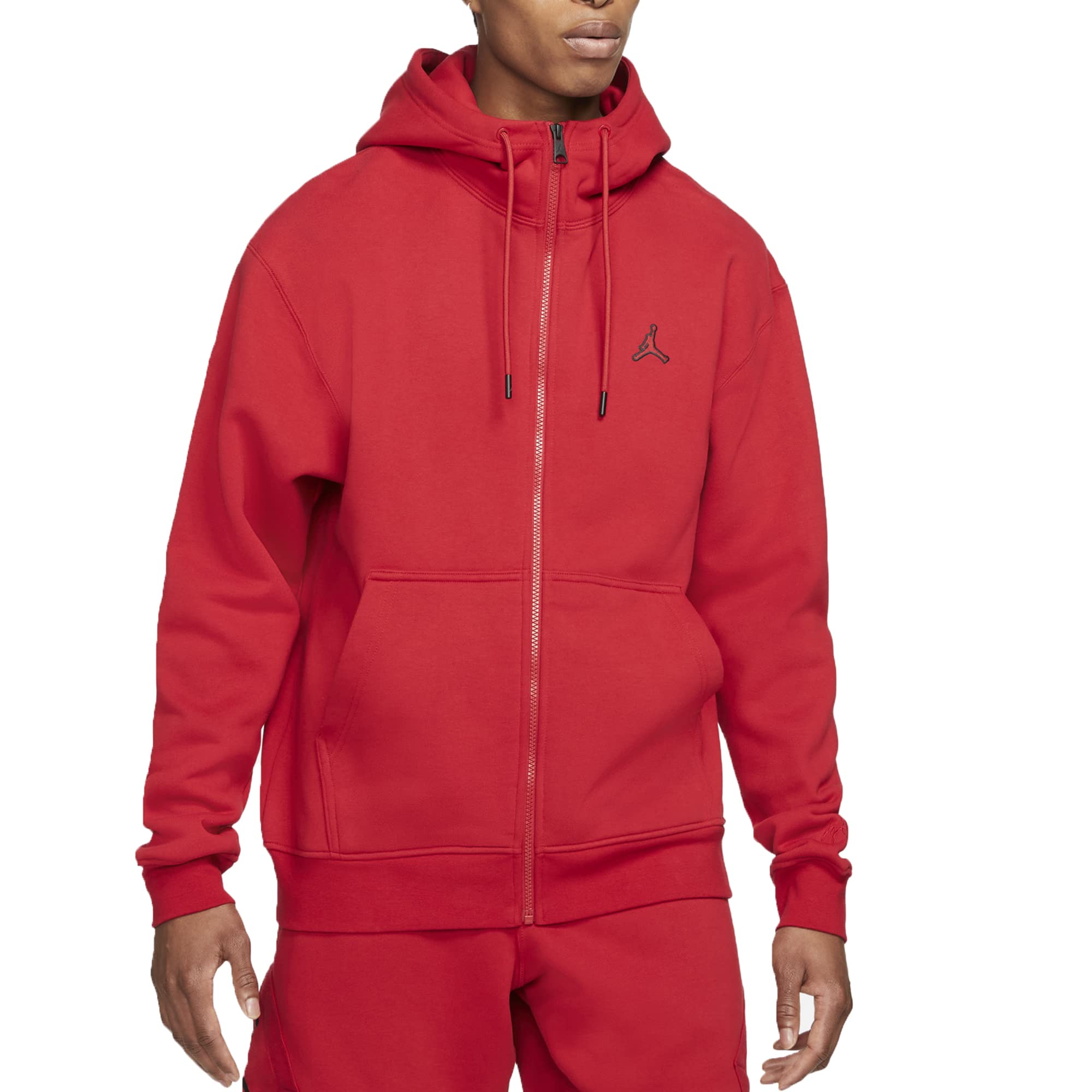 Jordan Men's Gym Red Essentials Fleece Full-Zip Hoodie - Medium Size | Comfortable Athletic Pullover for Workout, Running & Casual Wear