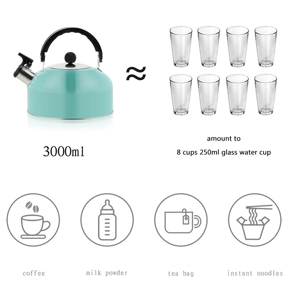 3L Stainless Steel Camping Kettle with Whistle - Portable Travel Kettle for Gas Stove, Foldable Handle & Lid (Purple) - Perfect for Outdoor Adventures, Hiking & Backpacking