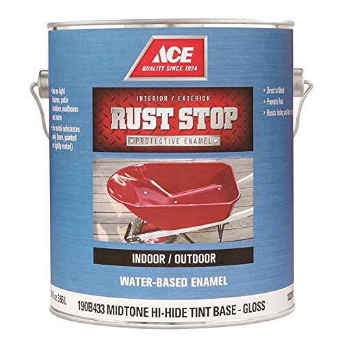 Ace Rust Stop Gloss Enamel Paint - Indoor & Outdoor Rust Prevention, High-Hide Base, Mid Tone (4-Pack) - Perfect for Metal Furniture, Fences, and Outdoor Equipment Protection