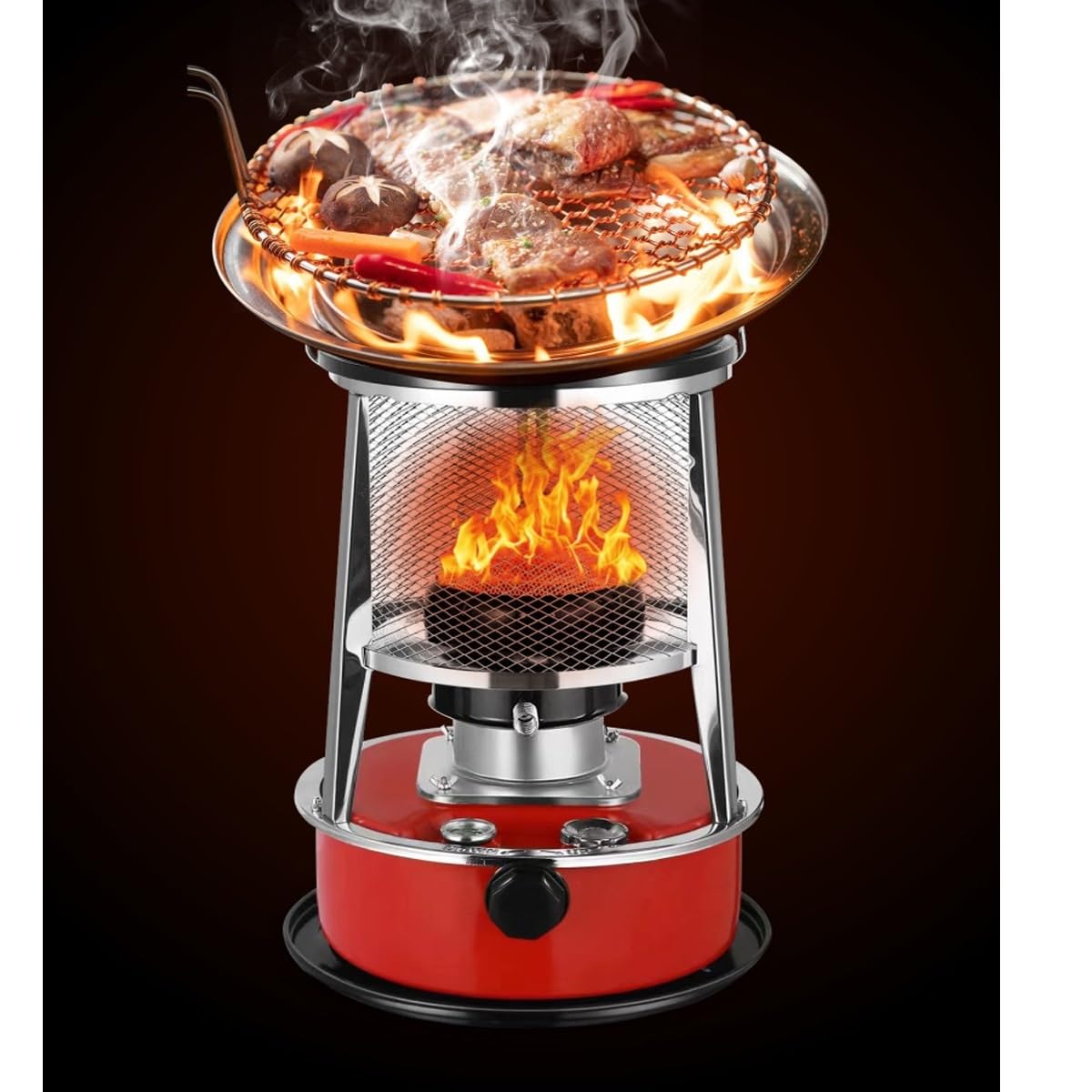 Portable Kerosene Heater Stove for Indoor & Outdoor Use - Large Automatic Extinguishing Camping Heater with Cooking Function - Perfect for Home, Garage, Emergency Heating & Outdoor Adventures (Red)