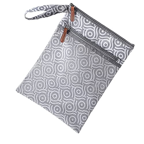 MOMIGO Reusable Wet Dry Bags for Baby Cloth Diapers - Waterproof Washable Storage Pouch for Stroller, Diaper Bag, Toiletries, Swimsuits | Perfect for Travel, Beach, Pool, Gym & Daycare | 2 Zippered Pockets (Whirlwind)