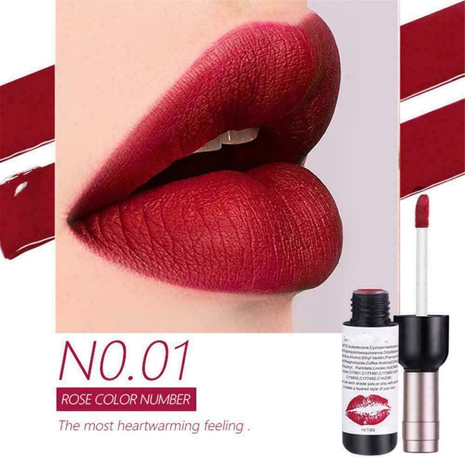 Long Lasting Matte Wine Lip Tint Set - Waterproof Liquid Lipstick & Lip Gloss (6 Colors) for Women, Perfect for Parties, Dates & Everyday Makeup Gifts