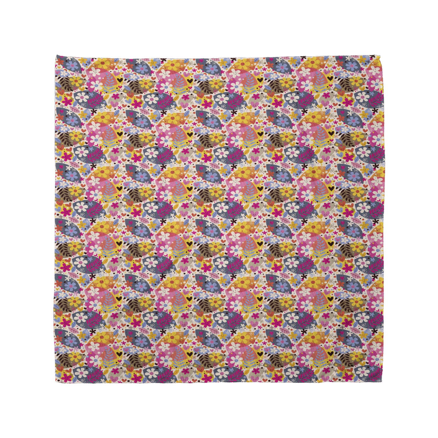 Ambesonne Floral Bandana - Spring Theme Happy Flowers Unisex Head Scarf & Neck Tie for Women, Men - Perfect for Outdoor Activities, Music Festivals, and Casual Wear